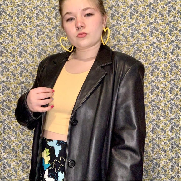 Vintage 90's Black Preston & York Lambskin Leather Jacket - Picture 2 of 5